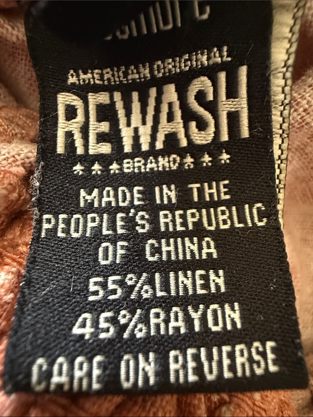 REWASH XL linen blend pull up pants peach and creme - Picture 5 of 6